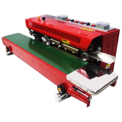 Afdichten van koffiezakjes met datum afdrukken met behulp van stikstof gas spoelen Continuous Band Sealer