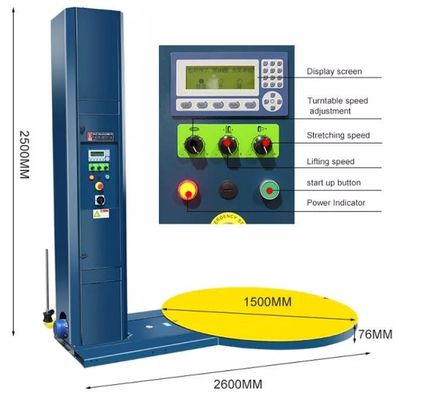Stretch Film Palet Stretching Wrapping Wrapper Machine met 100%-250% Stretching Ratio