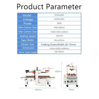 Werktafel 600-700 mm Flappen vouwkarton verzegelmachine met 28m/min verzegelingssnelheid