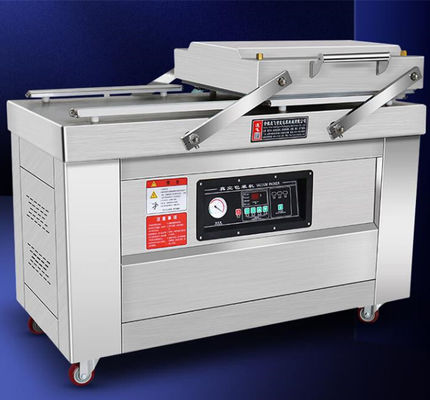 Elektrisch aangedreven dubbelkamers vacuümverzegelingsverpakkingsmachine voor vlees en kippenvoeding