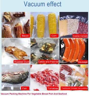 Dubbele kamer Vlees Rijst Snack Vissen Voedsel Sealer Bag Gas Splash Vacuümverpakkingsmachine