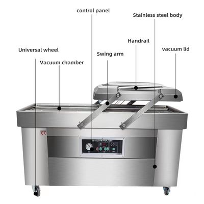 Elektrisch aangedreven dubbelkamera vacuümverpakkingsmachine voor het conserveren van vlees en noten