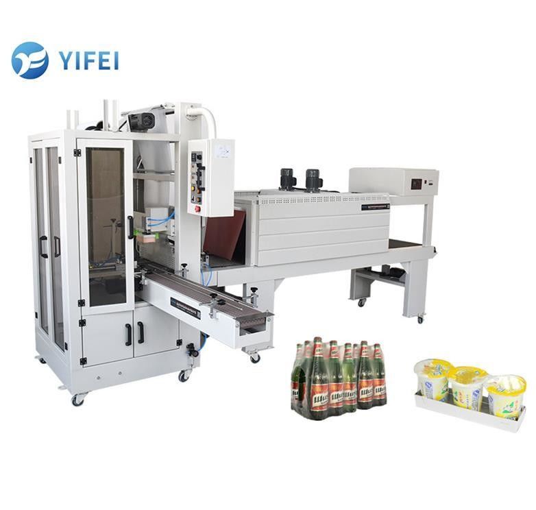 Houtmateriaal PE-filmpakket Verkleiningstunnelverpakkingsmachine voor waterflessenverpakkingen