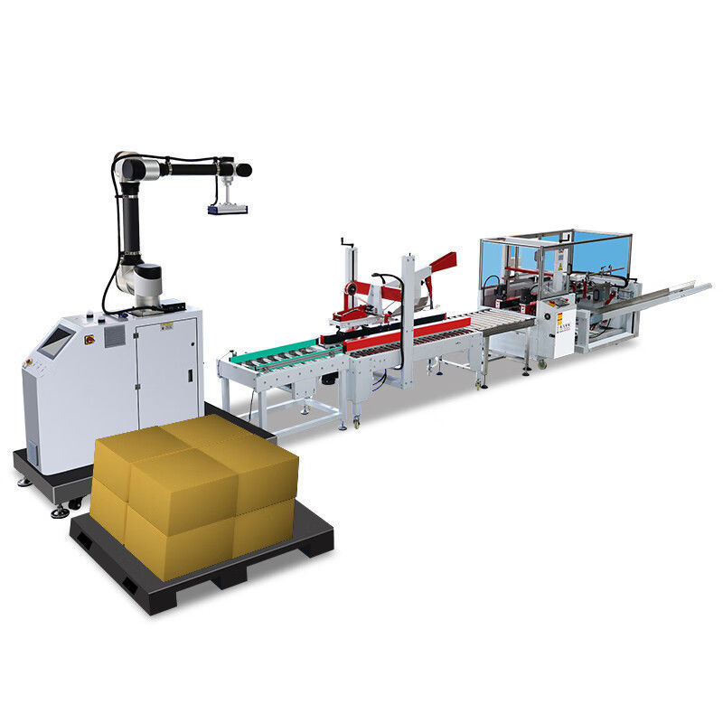 Volledig automatisch kartonnen erector verpakkingslijnontwerp met palletsnelheid 8-12 stuks/min