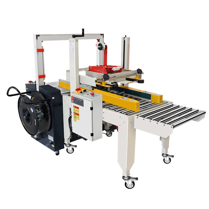 Verzegelingssnelheid 0-20m/min Automatische kartonnen doos, verpakkingslijn Verzegelings- en bandmachine