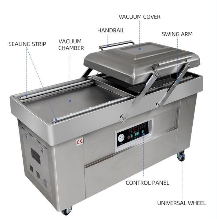 CE-gecertificeerde dubbelgroefkamer vacuümverzegelmachine voor voedsel- en vleesverpakkingsmachines