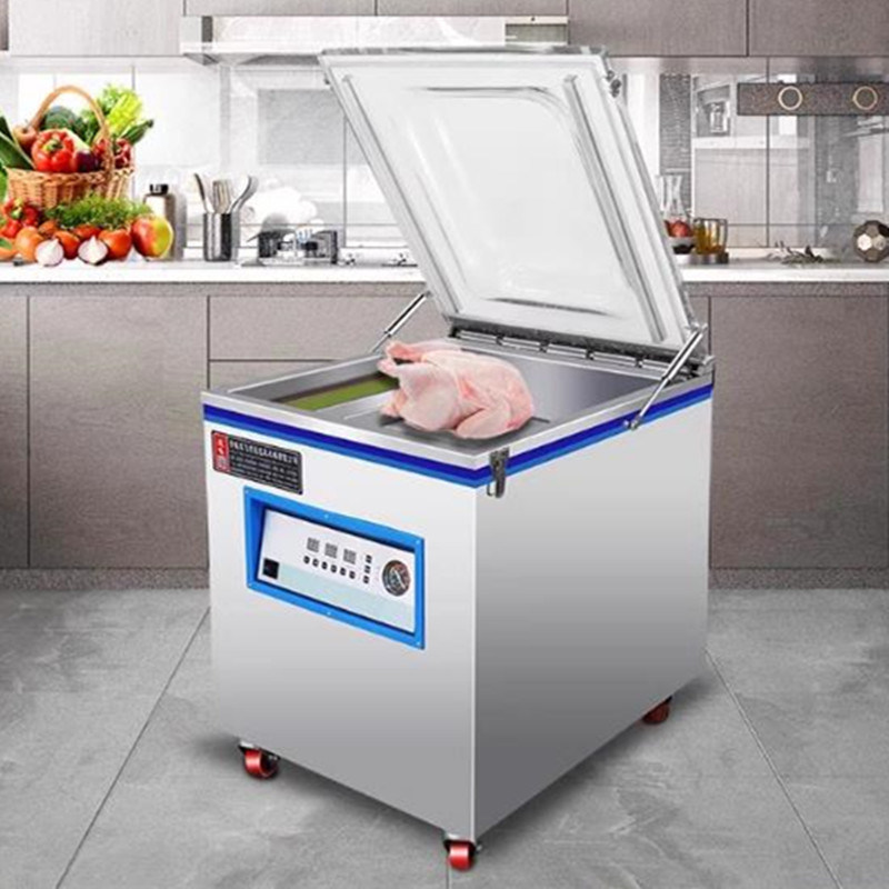 Voedselvleesverzegelingsvacuümverpakkingsmachine met 2pc verzegelband en 20m3/h pompvermogen